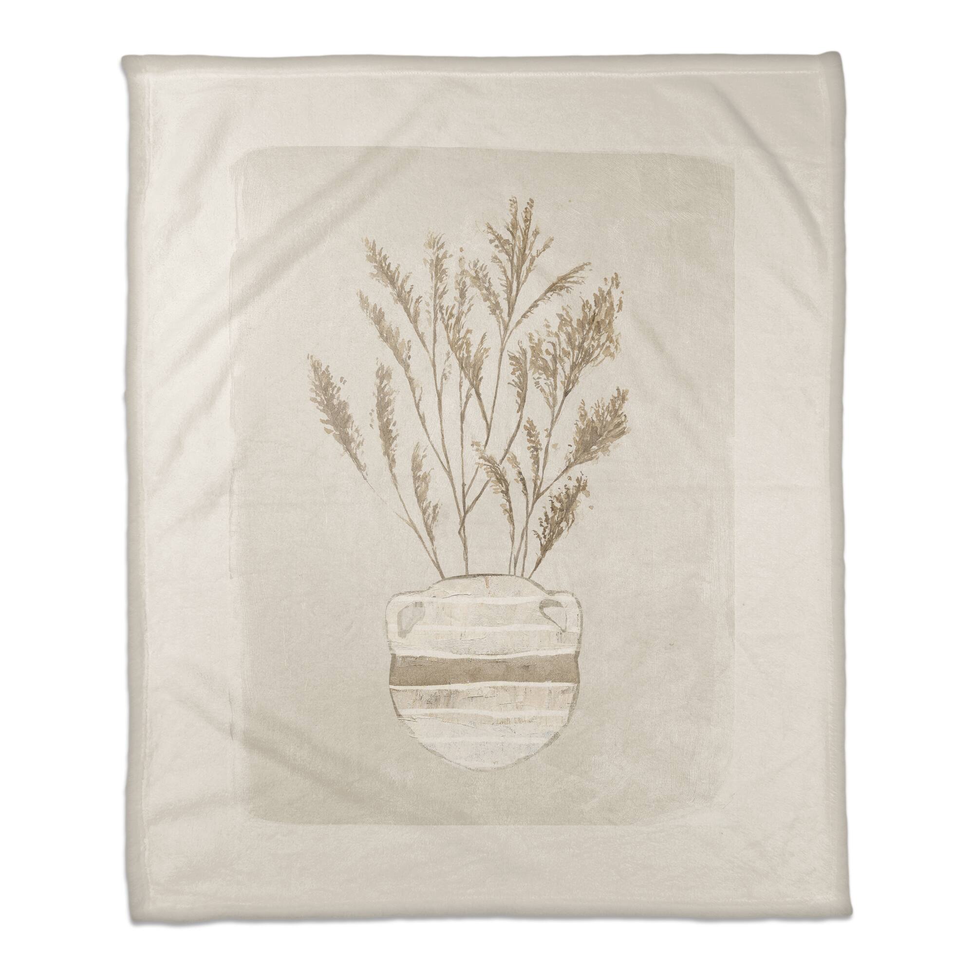 50" x 60" Pampas Jug Striped 2 Coral Fleece Blanket